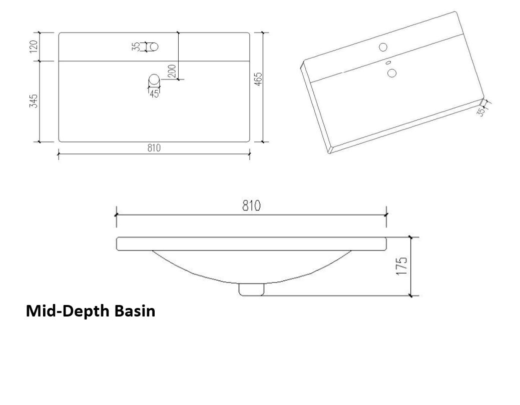 800mm 2 Drawer Floor Standing Unit with Ceramic Basin