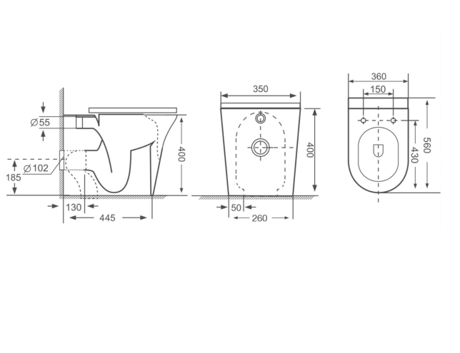 Kameo Rimless Back To Wall WC Pan with Soft Close Seat