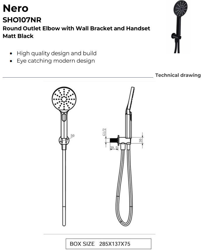 Nero Round Thermostatic Shower with Separate Hand shower & Fixed Overhead Drencher