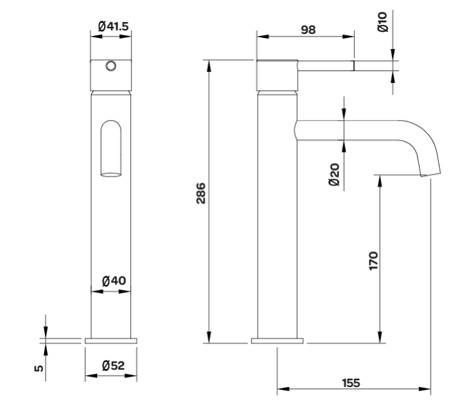 Nero Round HI- Rise Mono Basin Mixer