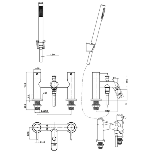 Nero Round Bath Shower Mixer