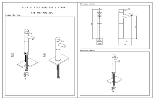 Plan Hi Rise Mono Basin Mixer