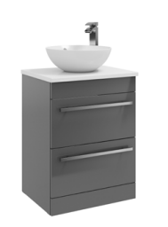 600mm Floor Standing 2-Drawer Unit with Ceramic Worktop &Sit-On Bowl