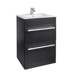 600mm 2 Drawer Floor Standing Unit with Ceramic Basin