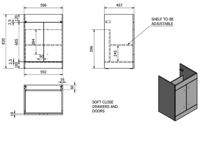 Purity Floor Standing 2-Door WC Unit inc. Basin