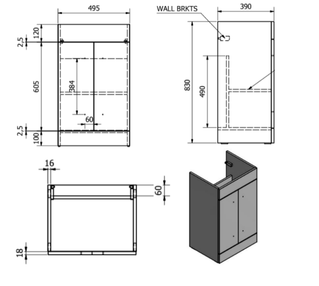 Purity Floor Standing 2-Door WC Unit inc. Basin