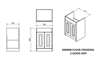 Astley 600mm Floor Standing 2-Door Unit with Basin