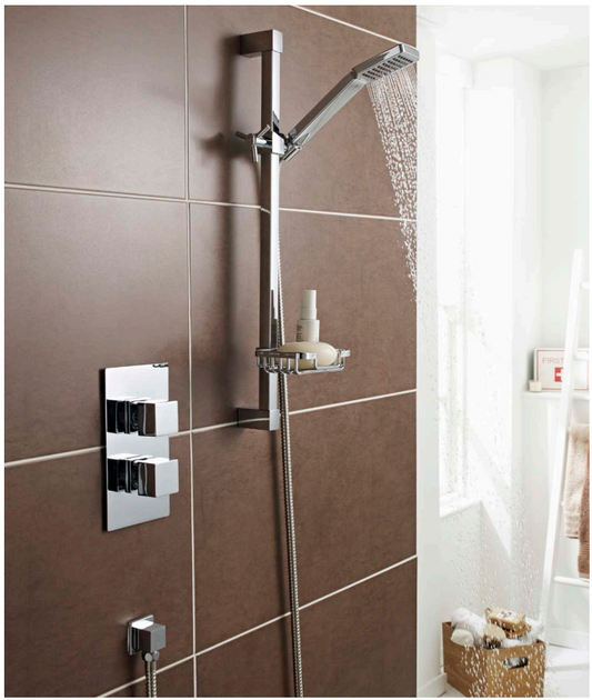 Pure Thermostatic Concealed Shower with Slide Rail Kit & Overhead Drencher