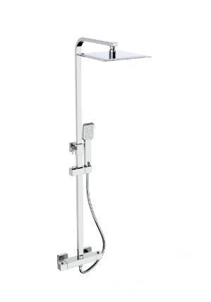 Pure Thermostatic Bar Shower with Ultra Slim Stainless Shower Drencher and Sliding Handset