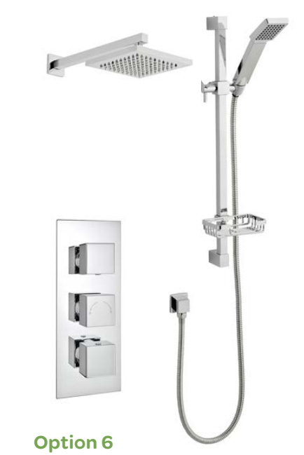 Pure Triple Thermostatic Concealed Shower with Slide Rail Kit & Overhead Drencher