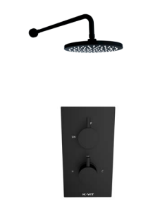 Nero Round Thermostatic Shower with Fixed overhead drencher