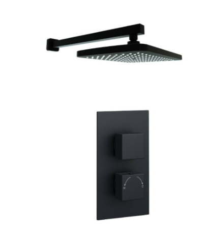 Nero Square Thermostatic Shower Valve with Fixed overhead drencher