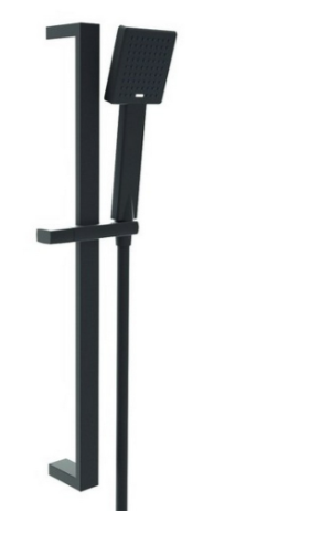 Nero Square Thermostatic Shower with Adjustable Slide Rail Kit & Fixed Overhead Drencher