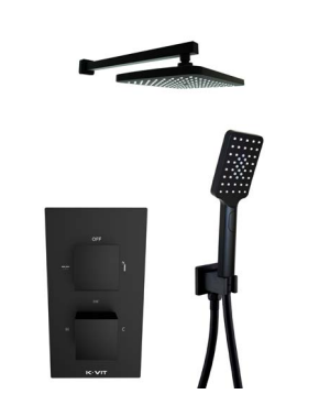 Nero Square Thermostatic Shower with Separate Hand shower & Fixed Overhead Drencher