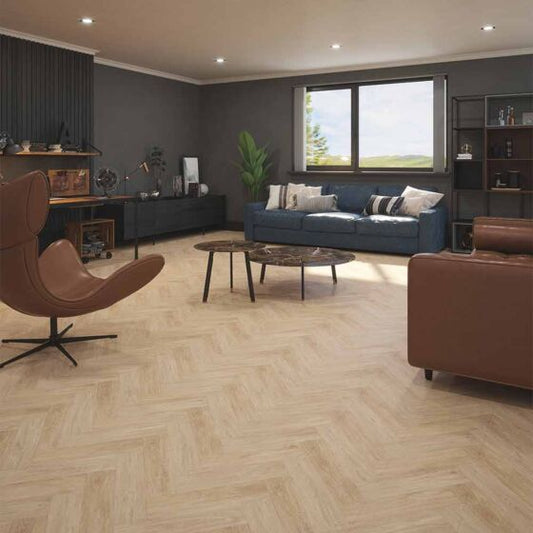 HydroClick Amias Golden Oak Herringbone Laminate Flooring 1174x294mm Pk/6